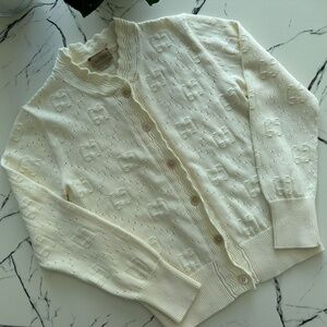 Gucci Kids Ivory Logo Knit Cardigan – Size 10 (140/68)